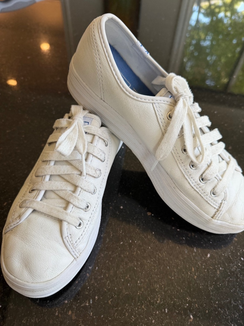 Keds Triple Kick Leather Lace Up platform sneaker white, woman's size 6